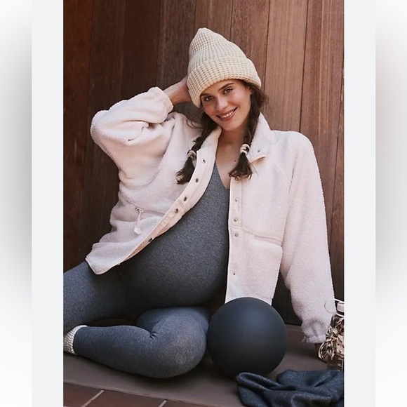 New FP Movement X Hatch Hit The Slopes Maternity Fleece Jacket Pale Pink - Picture 1 of 13